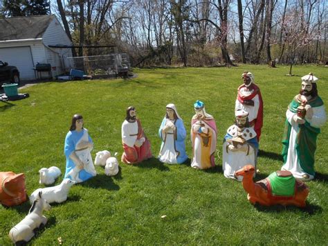 Perfect Christmas or Winter decoration for outside the house. . Blow molds nativity set